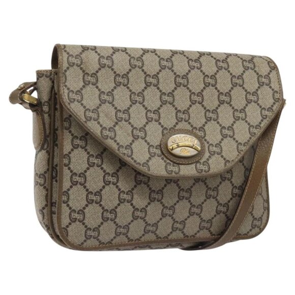 GUCCI GG Plus Supreme Shoulder Bag PVC Beige Gold - Picture 1 of 16